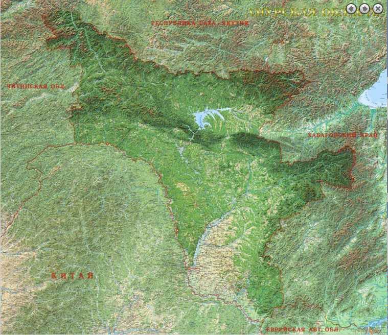 Амурская область. Физическая настенная карта 1:200000, 150х130, ламинация - Межрегиональный Центр «Глобус»