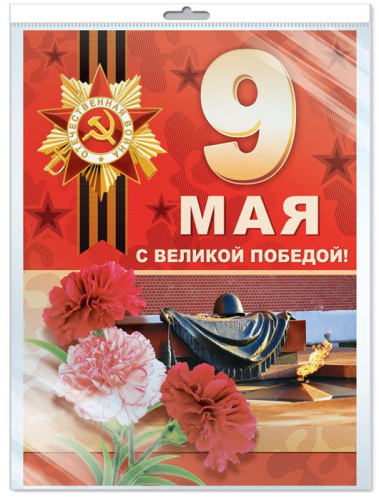 Плакат А3. 9 мая с Великой Победой! (В индивидальной упаковке с европодвесом и клеевым клапаном)