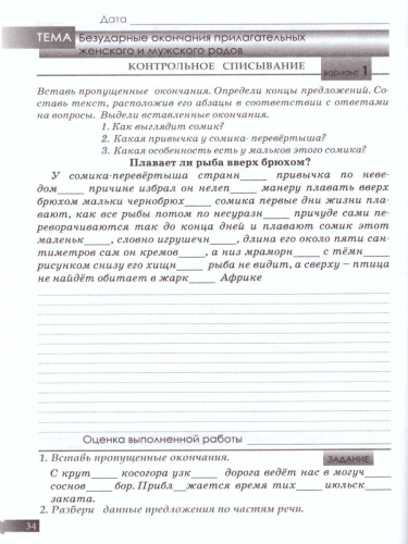 Тематический опросник по русскому языку 4 класс. ФГОС