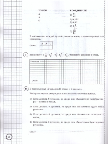 ВПР Математика 6 класс. Типовые задания. 10 вариантов. ФИОКО СТАТГРАД. ФГОС