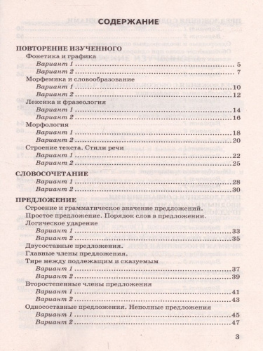 Русский язык 8 класс. Проверочные работы