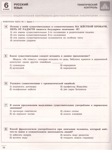 Русский язык 6 класс. Тематический и итоговый контроль