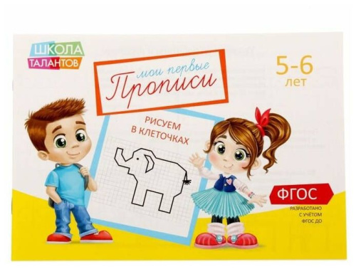 Прописи Клеточки для детей 5-6 лет, 20 стр. (Школа талантов)