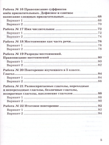 Русский язык 6 класс. Зачетные работы