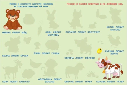 Обучающие многоразовые наклейки. Кто что любит