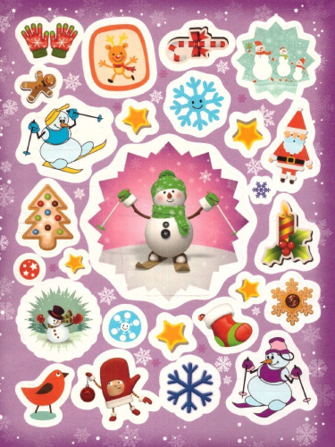 Наклейки 100 зимних наклеек (фиолетовая) (Росмэн)