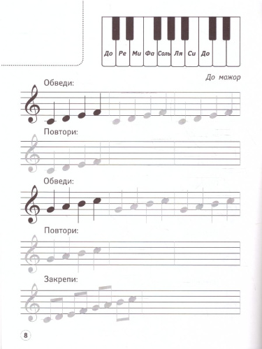 Музыкальные бегемотики. Нотные прописи: с наклейками