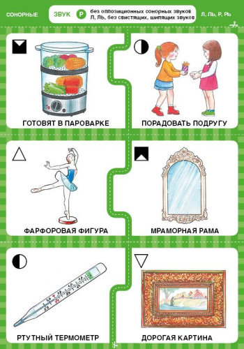 Дружу со звуками, говорю правильно: Л, Ль, Р, Рь. Учимся произносить сонорные звуки (14 карточек+4с.А4). 4+