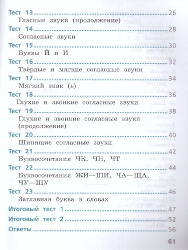 Русский язык 1 класс. Тесты. УМК Школа России. Новый ФП. ФГОС