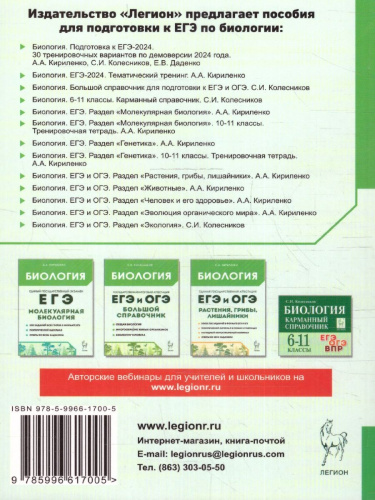 ЕГЭ-2024. Биология. Тематический тренинг