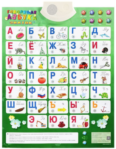 Говорящая АЗБУКА" ЗНАТОК (8 режимных кнопок) Электронный звуковой плакат