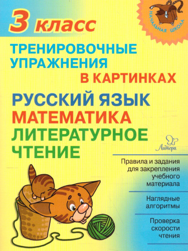 Начальная школа. Тренировочные упражнения в картинках. Русский язык, Математика, Литературное чтение 3 класс