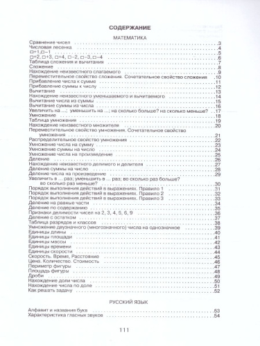 Справочник по русскому языку и математике 1-4 классы