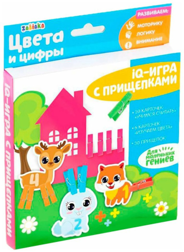 IQ-ZABIAKA Развивающая игра с прищепками «Цвета и цифры»