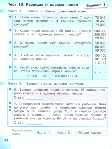 Математика 4 класс. Тесты. ФГОС. УМК "Перспектива"