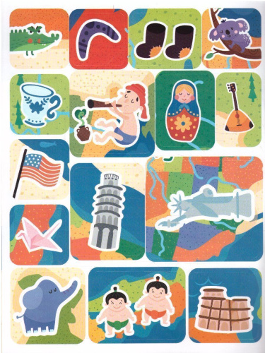 Разные страны: книжка с наклейками /Отгадай и приклей