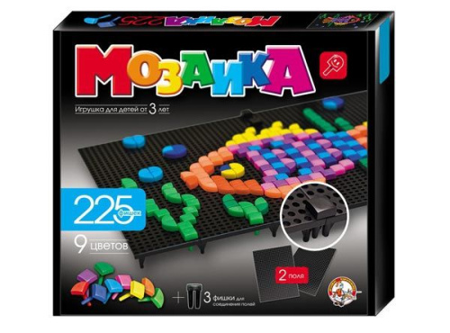 Мозаика фигурная/9цв/225 эл/2 черных поля