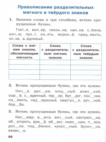 Тренажёр по русскому языку 2 класс.