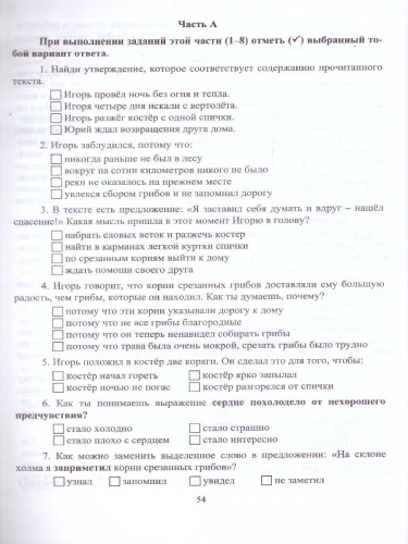 Литературное чтение 4 класс Тестовые задания на основе единого текста