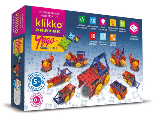 Конструктор ЗНАТОК-Klikko Чудо КВАДРАТЫ 12 в 1 (21 деталь)