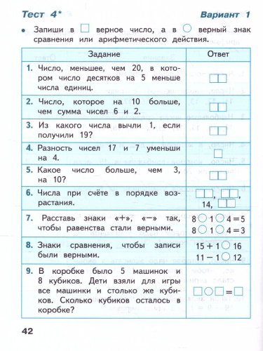 Математика 1 класс. Тесты. УМК "Школа России" (ФП2022)