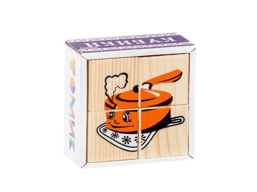 Кубики сложи рисунок "Посуда" 4 шт.