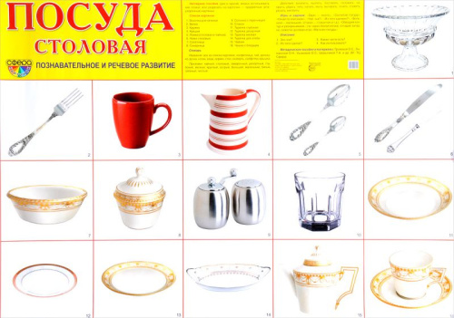 Демонстрационный плакат Посуда столовая /А2