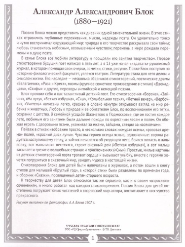 Великая литература. Русские писатели и поэты XX века. 12 демонстрационных картинок с текстом.