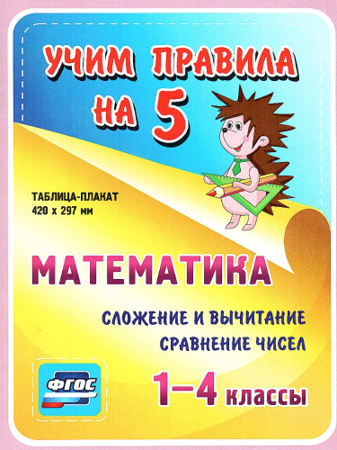Математика. Сложение и вычитание. Сравнение чисел. Таблица-плакат для начальной школы