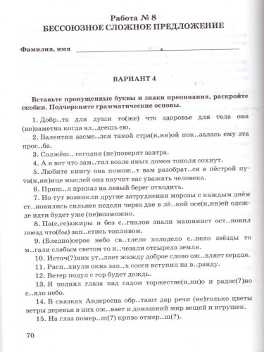 Русский язык 9 класс. Зачетные работы ФГОС