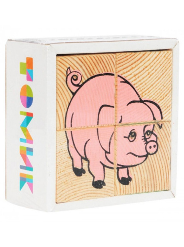 Кубики сложи рисунок "Животные" 4 шт.