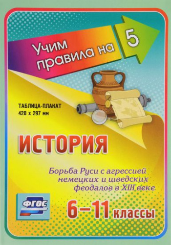 История 6-11 класс. Борьба Руси с агрессией немецких и шведских феодалов в ХIII веке. Таблица-плакат