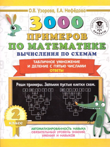 3000 примеров по математике 2 класс. Вычисления по схемам. Табличное умножение и деление с пятью числами