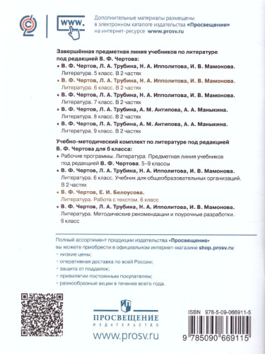 Литература 6 класс. Работа с текстом