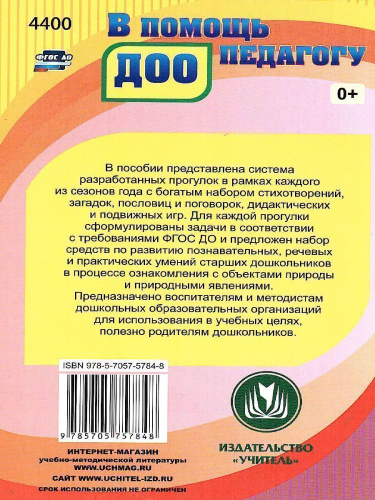 Организация деятельности детей на прогулке: старшая группа