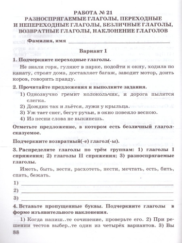Русский язык 6 класс. Зачетные работы