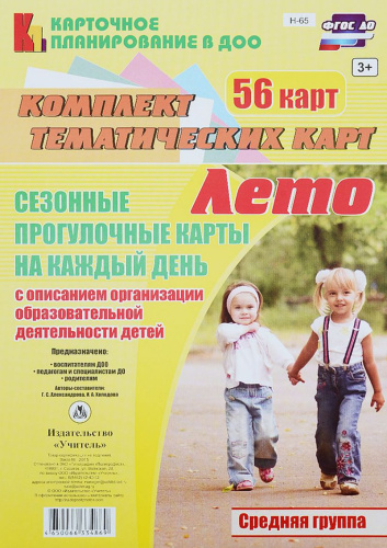 Сезонные прогулочные карты на каждый день с описанием. Лето. Средняя группа 56 карт