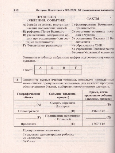ЕГЭ-2022. История. 30 тренировочных вариантов по демоверсии 2022 года