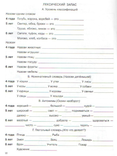 Речевая карта для обследования ребенка дошкольного возраста