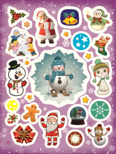 Наклейки 100 зимних наклеек (фиолетовая) (Росмэн)