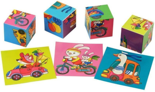 Умные кубики в поддончике 4 штуки Кто на чем едет?