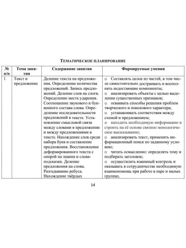 Занимательный русский язык 1 класс. Программа внеурочной деятельности