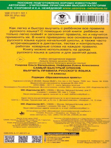 Самый быстрый способ выучить правила русского языка 1-4 классы