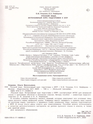 Русский язык за курс начальной школы. Интенсивный курс подготовки к ВПР. Большой тренажер