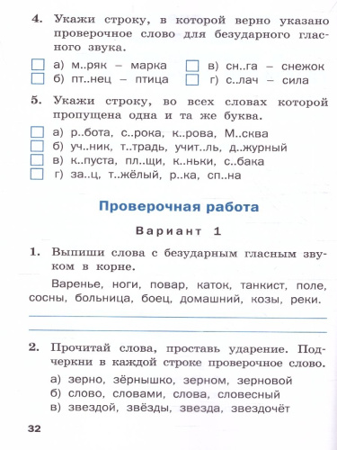 Русский язык 2 класс. Проверочные работы
