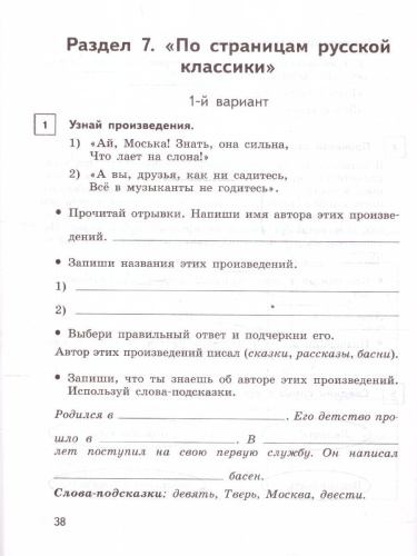 Чтение 7 класс. Проверочные работы (для обучающихся с интеллектуальными нарушениями). ФГОС ОВЗ