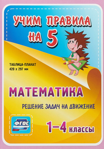 Математика 1-4 класс. Решение задач на движение. Таблица-Плакат для начальной школы