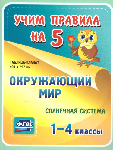 Окружающий мир 1-4 класс. Солнечная система. Таблица-плакат для начальной школы