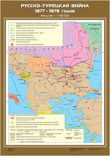 Карта. История России 8 класс. Русско-турецкая война 1877-1878 гг.