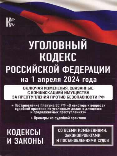 Уголовный кодекс РФ на 01.04.2024 г. (конфискация имущества)